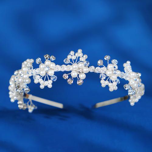 Banda del Pelo, aleación de zinc, con Perlas plásticas, hecho a mano, Joyería & para mujer & con diamantes de imitación, Vendido por UD