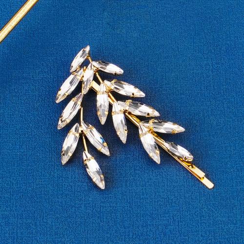 Hair Slide, Tibetan Style, different styles for choice & for woman & with rhinestone, golden, Sold By PC