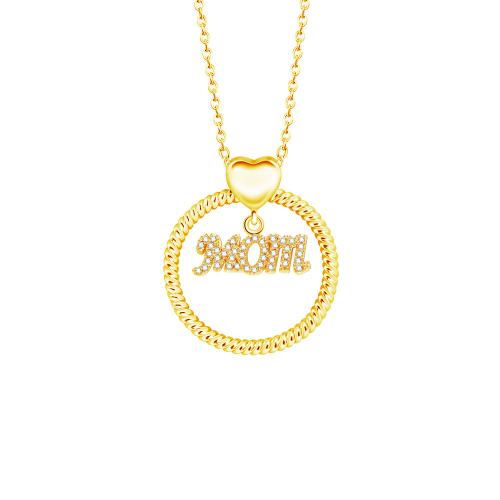 Brass Necklace with 5cm extender chain Flat Round gold color plated fashion jewelry & for woman & with rhinestone nickel lead & cadmium free 30mm Length 45 cm Sold By PC
