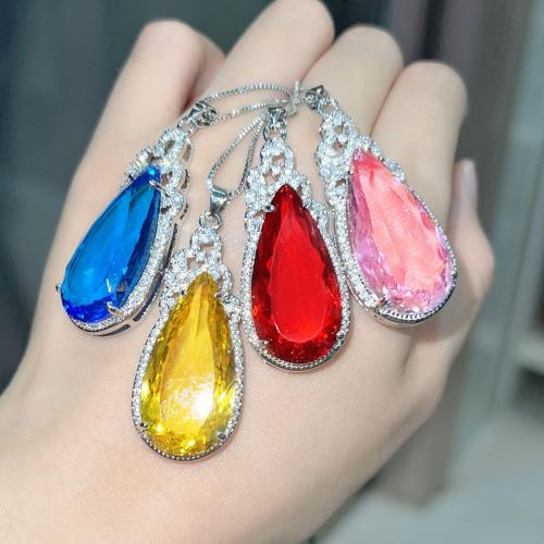 Rhinestone Brass Pendants, gold color plated, for woman & with rhinestone, more colors for choice, nickel, lead & cadmium free, 18x48mm, Hole:Approx 2mm, Sold By PC