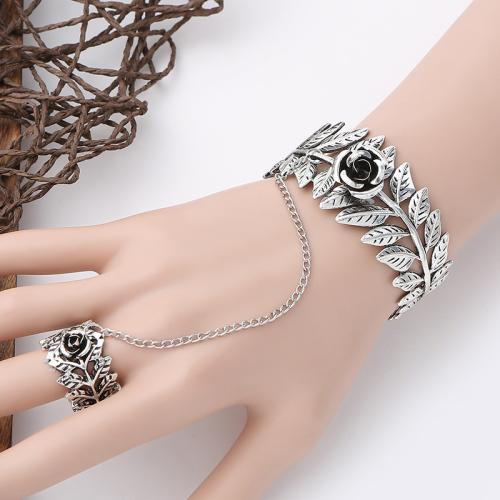 alliage de zinc bracelet anneau, Plaqué de couleur d'argent, pour femme, protéger l'environnement, sans nickel, plomb et cadmium, Longueur:14 cm, Vendu par PC