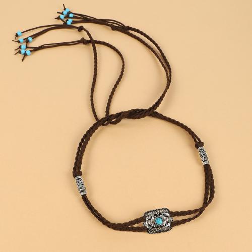 Tibetan Style Frontlet, with Cotton Thread & turquoise, silver color plated, Adjustable & Unisex, more colors for choice, nickel, lead & cadmium free, Length:45 cm, Sold By PC
