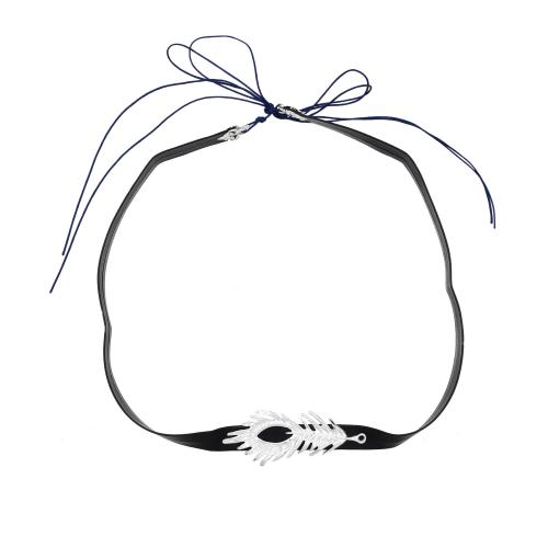 Zinklegierung Stirnband, mit PU Leder, silberfarben plattiert, Einstellbar & unisex, schwarz, frei von Nickel, Blei & Kadmium, Länge:49 cm, verkauft von PC