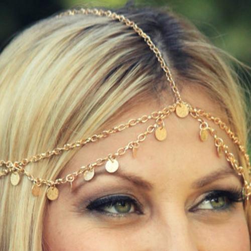 Zinklegierung Stirnband, goldfarben plattiert, für Frau, frei von Nickel, Blei & Kadmium, Länge:50 cm, verkauft von PC