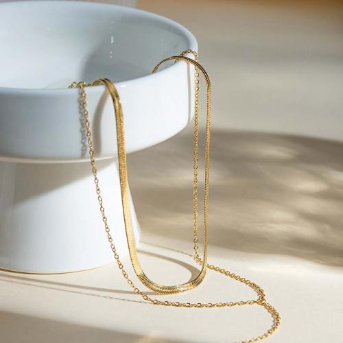 Rustfrit stål smykker halskæde, 304 rustfrit stål, forgyldt, mode smykker & forskellige design til valg, gylden, Solgt af PC