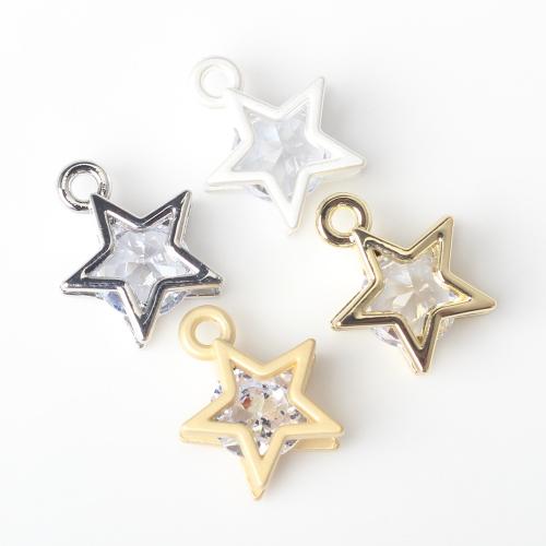 Tibetan Style Star Pendant, plated, DIY & micro pave cubic zirconia, more colors for choice, nickel, lead & cadmium free, 11x5x14mm, Hole:Approx 2mm, 10PCs/Bag, Sold By Bag