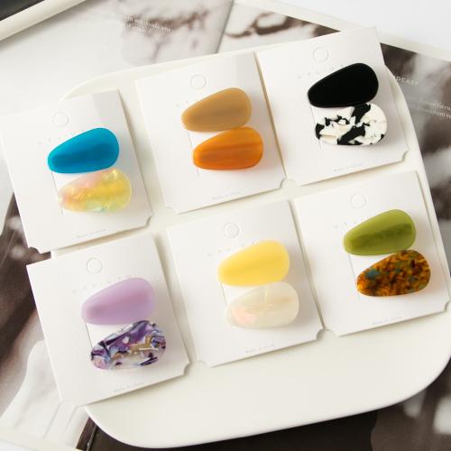 Alligator Hair Clip, Acetate, with Tibetan Style, handmade, for woman, more colors for choice, 40x25mm, 2PCs/Set, Sold By Set