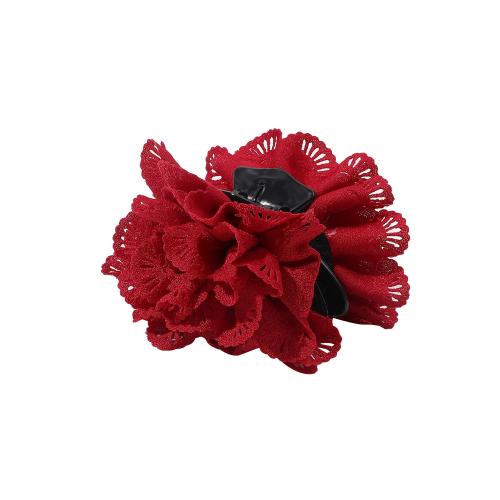 Hair Claw Clips, Cloth, with Plastic, Flower, handmade, for woman, more colors for choice, Sold By PC