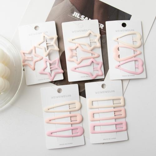Hair Snap Clips Zinc Alloy & for woman & enamel & hollow pink Sold By Set