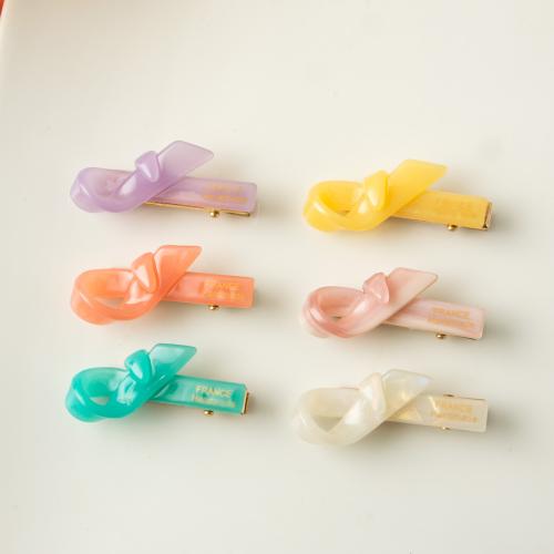 Alligator Hair Clip, Acrylic, with Tibetan Style, Bowknot, handmade, for woman, more colors for choice, 42x30mm, Sold By PC