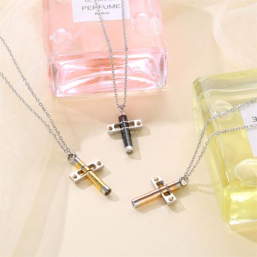 Stainless Steel Jewelry Necklace 304 Stainless Steel Cross plated Unisex Length Approx 41-50 cm Sold By PC