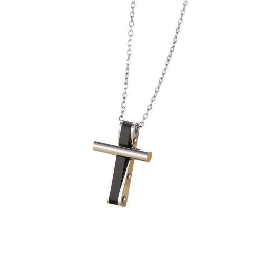 Edelstahl Schmuck Halskette, 304 Edelstahl, Kreuz, plattiert, unisex, keine, Länge:ca. 41-50 cm, verkauft von PC