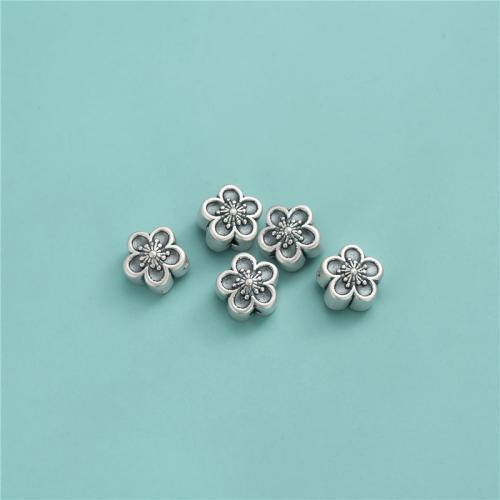 Spacer Perlen Schmuck, 925 Sterling Silber, Blütenblätter, DIY, originale Farbe, 10.50mm, Bohrung:ca. 1.8mm, verkauft von PC