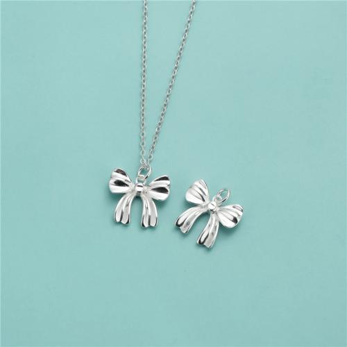 925 Sterling Silver Pendant Bowknot DIY silver color Sold By PC