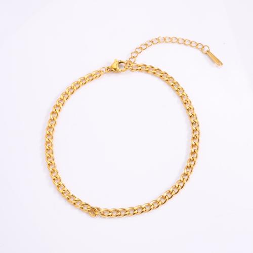 Fashion Jewelry Anklet, Titanium Steel, plated, Unisex, golden, Sold By PC