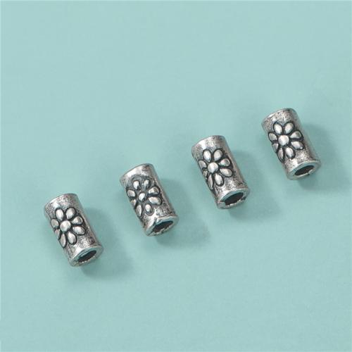 925 Sterling Silver Straight Tube, Antique finish, DIY & with flower pattern, 5.20x3mm, Hole:Approx 1.5mm, Sold By PC