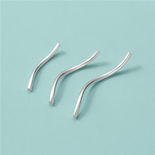 925 Sterling Silver Curved Tube Beads, DIY & different size for choice, silver color, Hole:Approx 0.8mm, Sold By PC