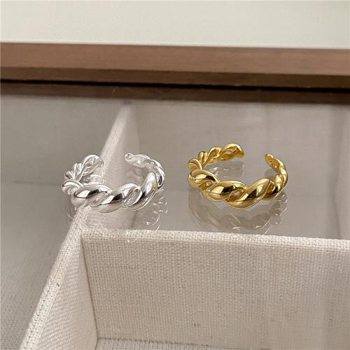 925 de prata esterlina Cuff Ring Finger, Estilo coreano & para mulher, Mais cores pare escolha, Buraco:Aprox 0.8mm, tamanho:5.5-7.5, vendido por PC