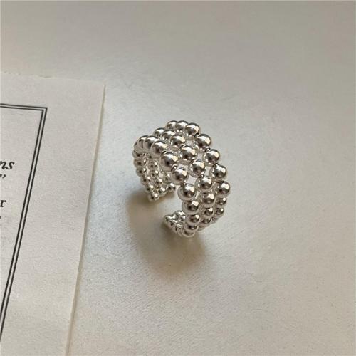 925 Sterling Silver Cuff Finger Ring, Korean style & for woman, silver color, US Ring Size:4.5-6, Sold By PC