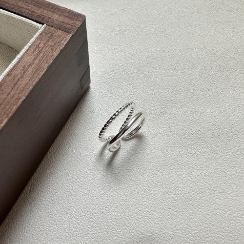 925 Sterling Silver Cuff Finger Ring Korean style & for woman & hollow Approx 0.8mm US Ring .5 Sold By PC