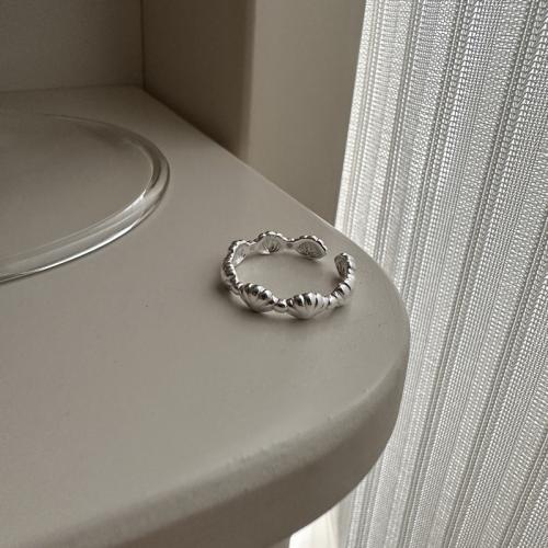 925 пробы Манжеты палец кольцо, Раковина, Корейский стиль & Женский, серебряный, размер:6.5-7.5, продается PC