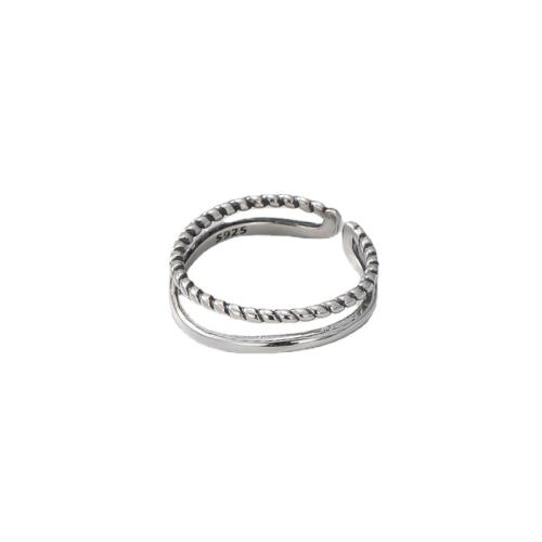 925 de prata esterlina Cuff Ring Finger, Estilo coreano & para mulher & vazio, tamanho:5-7.5, vendido por PC