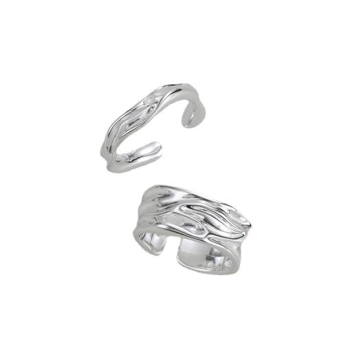 925 sterling silver Cuff finger ring, Koreanska stil & olika stilar för val & för kvinna, Hål:Ca 0.8mm, Storlek:5-7.5, Säljs av PC