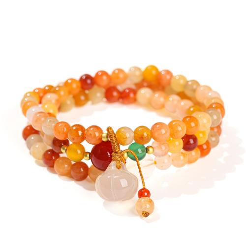 Lighter Imperial Jade Bracelet, with Agate, handmade, multilayer & for woman, beads length 6mm, Length:Approx 6.5-8 Inch, Sold By PC