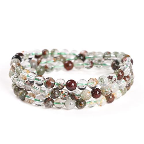 quartz fantôme bracelet, Rond, fait à la main, multicouche & pour femme, vert, beads length 6mm, Longueur Environ 6.5-7 pouce, Vendu par PC