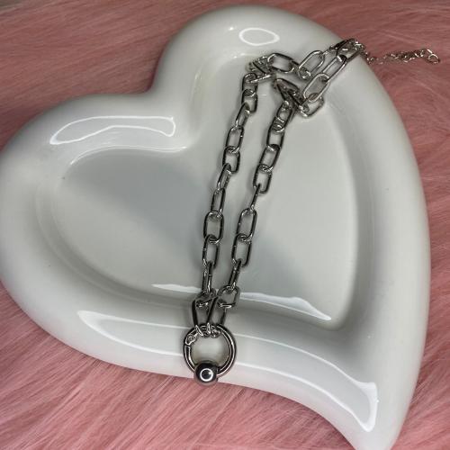 Zinc Alloy Jewelry Necklace fashion jewelry & Unisex silver color Length Approx 45 cm Sold By PC