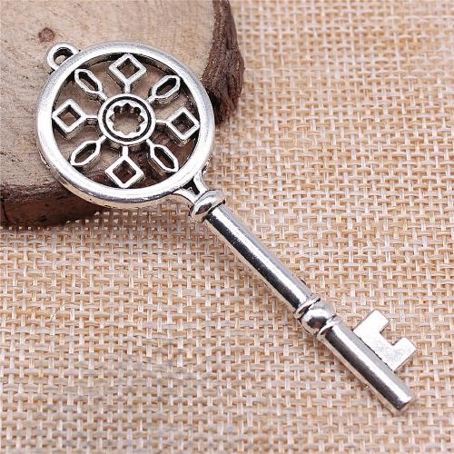 Tibetan Style Key Pendants, antique silver color plated, vintage & fashion jewelry & DIY, 70x25mm, Sold By PC