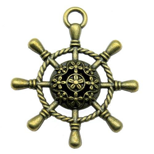 Tibetan Style Ship Wheel & Anchor Pendant, plated, vintage & fashion jewelry & DIY, more colors for choice, 40x35mm, Sold By PC