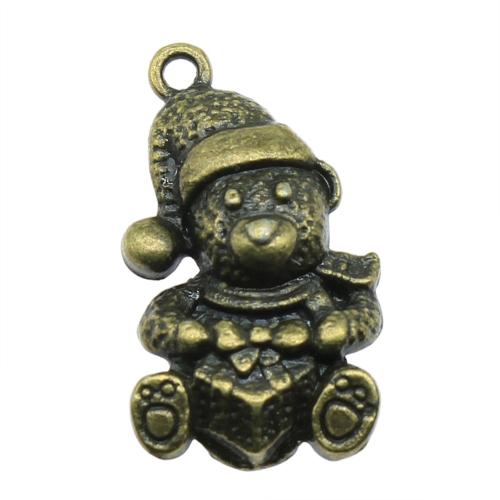 Tibetan Style Christmas Pendants, Bear, plated, vintage & fashion jewelry & DIY, more colors for choice, 28x16mm, Sold By PC
