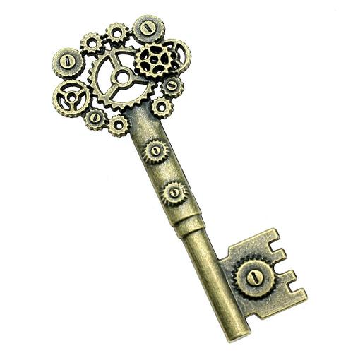 Wisiorki ze stopu cynku w kształcie klucza, Stop cynku, Powlekane, Vintage & biżuteria moda & DIY, dostępnych więcej kolorów, 71x30mm, sprzedane przez PC