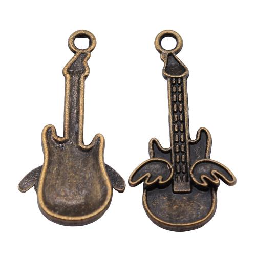 Musical Instrument Shaped Zinc Alloy Pendants Guitar antique bronze color plated vintage & fashion jewelry & DIY Sold By PC