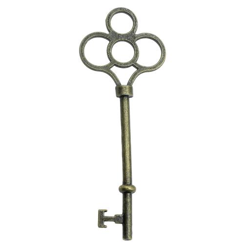 Wisiorki ze stopu cynku w kształcie klucza, Stop cynku, Platerowane kolorem starego brązu, Vintage & biżuteria moda & DIY, 74mm, sprzedane przez PC