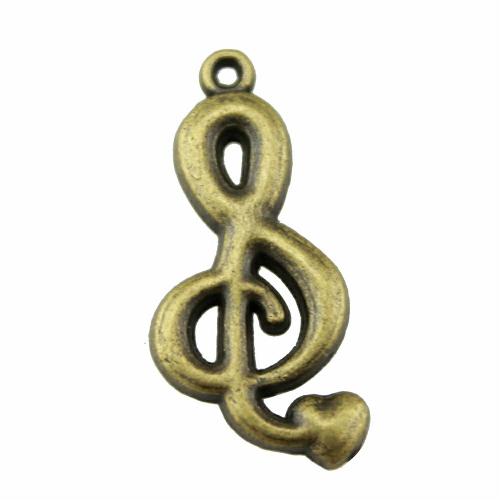 Musical Instrument Shaped Tibetan Style Pendants, Music Note, antique bronze color plated, vintage & fashion jewelry & DIY, 29x13mm, Sold By PC