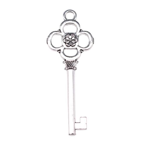 Wisiorki ze stopu cynku w kształcie klucza, Stop cynku, Platerowane kolorem starego srebra, Vintage & biżuteria moda & DIY, 53x20mm, sprzedane przez PC