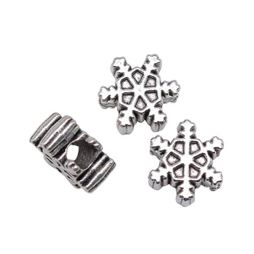 Tibetan Style Jewelry Beads, Snowflake, antique silver color plated, vintage & fashion jewelry & DIY, 14x14x6mm, Sold By PC