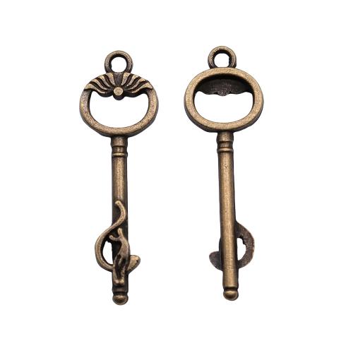 Wisiorki ze stopu cynku w kształcie klucza, Stop cynku, Platerowane kolorem starego brązu, Vintage & biżuteria moda & DIY, 34mm, sprzedane przez PC