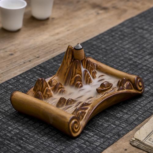 Backflow Incense Burner, Porcelain, handmade, for home and office & durable, 170x104x65mm, Sold By PC