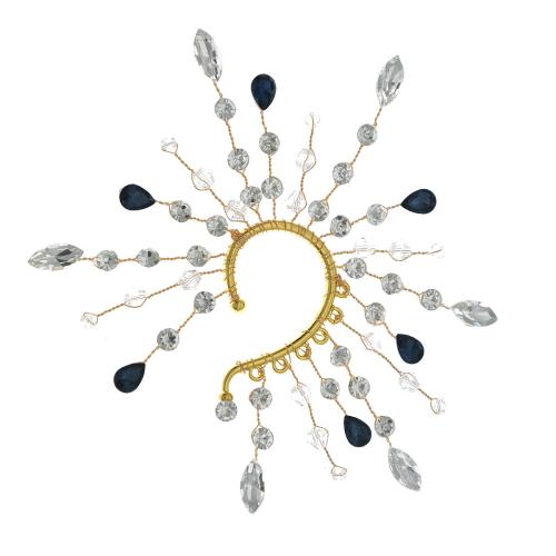 Mankiet kolczyk moda, Stop cynku, biżuteria moda & dla kobiety & z kamieniem, złoty, 130x120mm, sprzedane przez PC