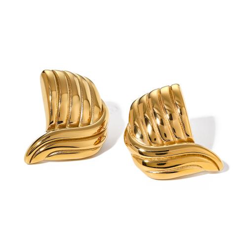 Edelstahl Ohrringe, 304 Edelstahl, 18K vergoldet, Modeschmuck & für Frau, goldfarben, 18.60x25.40mm, verkauft von Paar