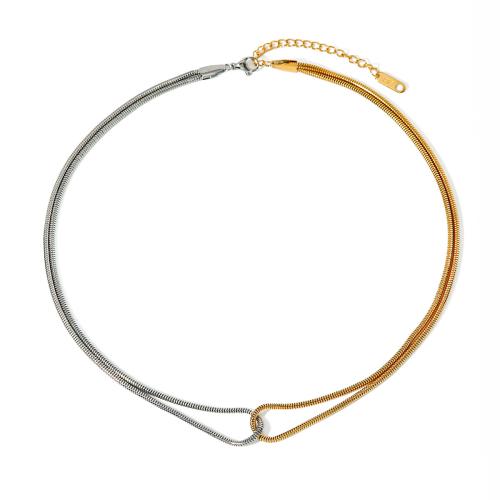 Edelstahl Schmuck Halskette, 304 Edelstahl, mit Verlängerungskettchen von 5cm, Doppelschicht & Modeschmuck & für Frau, Länge:ca. 40 cm, verkauft von PC