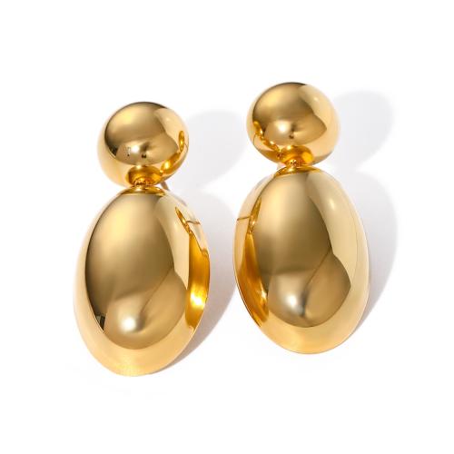 Stainless Steel Stud Earrings, 304 Stainless Steel, 18K gold plated, fashion jewelry & for woman, golden, 37.90x17.20mm, Sold By Pair