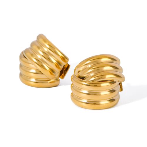 Stainless Steel Stud Earrings, 304 Stainless Steel, 18K gold plated, fashion jewelry & for woman, golden, 19.40x16mm, Sold By Pair