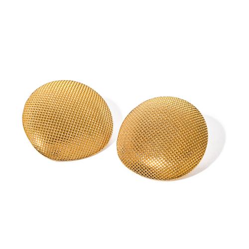 Stainless Steel Stud Earrings, 304 Stainless Steel, 18K gold plated, fashion jewelry & for woman, golden, 29.60x29.60mm, Sold By Pair