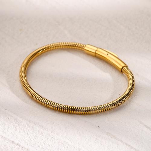 Stainless Steel Bangle, 304 Stainless Steel, Vacuum Ion Plating, fashion jewelry & for woman, golden, 4mm, Sold By PC
