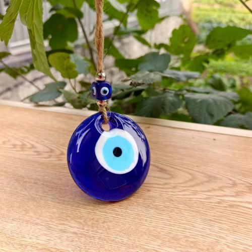 Hanging Ornaments Linen with Lampwork & Resin evil eye pattern Sold By PC