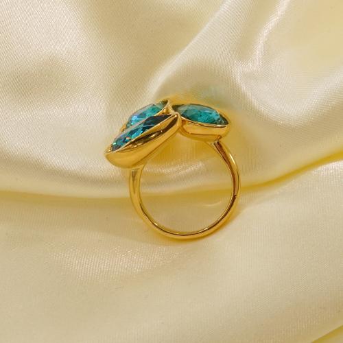Cubic Zirconia nerezové prst prsten, 304 Stainless Steel, s Cubic Zirconia, Nastavitelný & módní šperky & pro ženy, více barev na výběr, Ring inner diameter:17-20mm, Prodáno By PC
